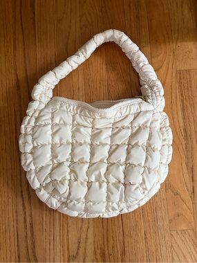 Quilted Cream Shoulder Bag - Women's Fashion Handbag
